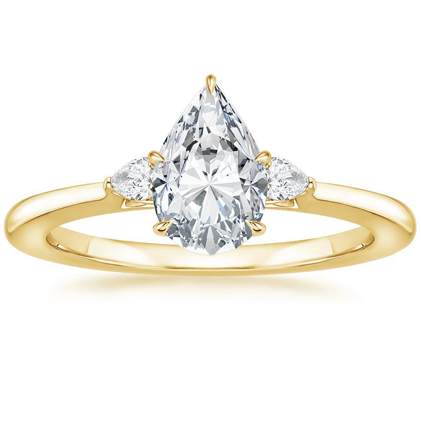Fashion Luxury Three-Stone Diamond Ring 1 Carat Wedding Ring S925 Sterling Silver Plated 18K Gold Lab-Grown Diamond Ring for Women