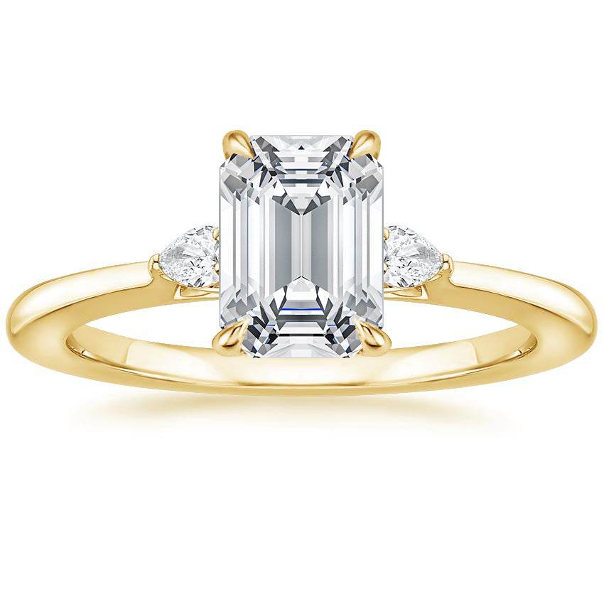 Fashion Luxury Three-Stone Diamond Ring 1 Carat Wedding Ring S925 Sterling Silver Plated 18K Gold Lab-Grown Diamond Ring for Women