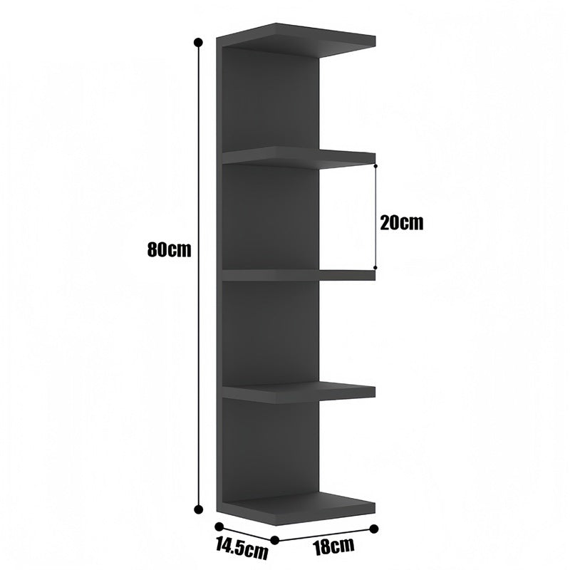 5-Tier Wall Floating Shelf 31.5", Wood-Style Display Rack for Books & Plants