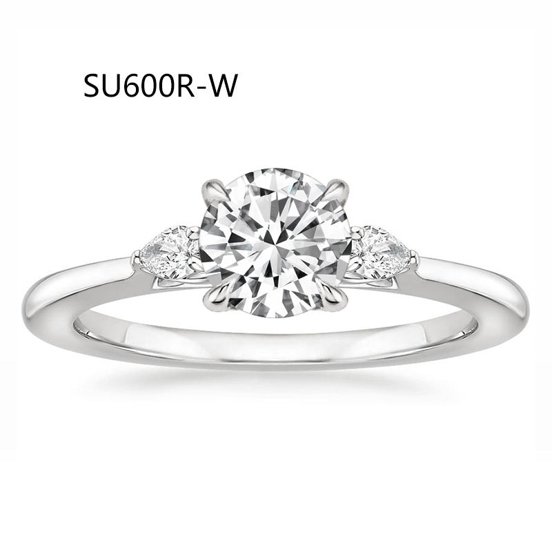 Fashion Luxury Three-Stone Diamond Ring 1 Carat Wedding Ring S925 Sterling Silver Plated 18K Gold Lab-Grown Diamond Ring for Women