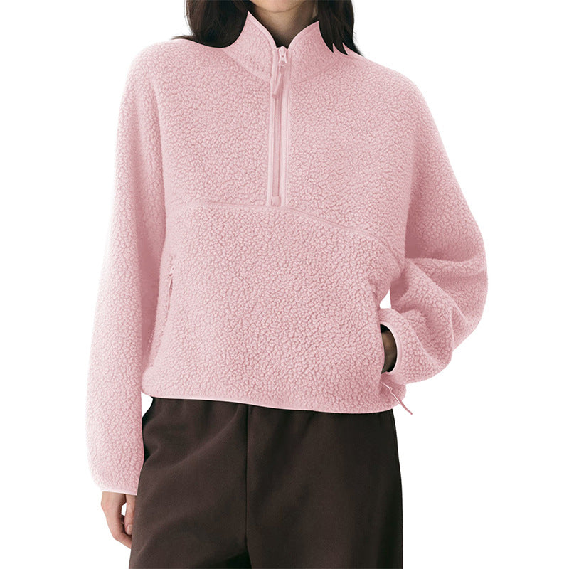 Solid Color Plush Casual Women's Sweatshirt