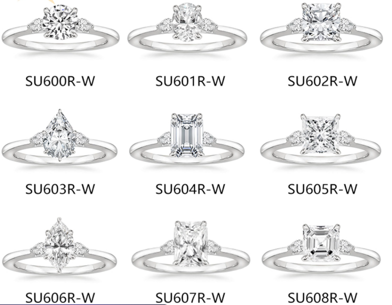 Fashion Luxury Three-Stone Diamond Ring 1 Carat Wedding Ring S925 Sterling Silver Plated 18K Gold Lab-Grown Diamond Ring for Women
